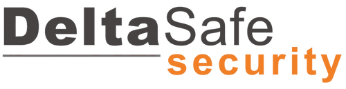 Logo des Sicherheitsunternehmens DeltaSafe Security. Der Schriftzug ist schwarz-orange mit unterschiedlichen Dicken und Delta ist unterstrichen.